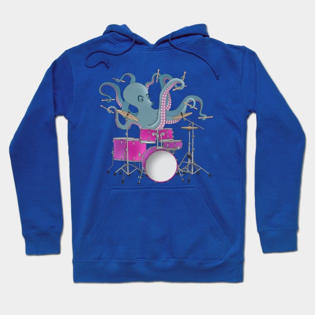 Octopus Playing Drums Hoodie by Ornaart